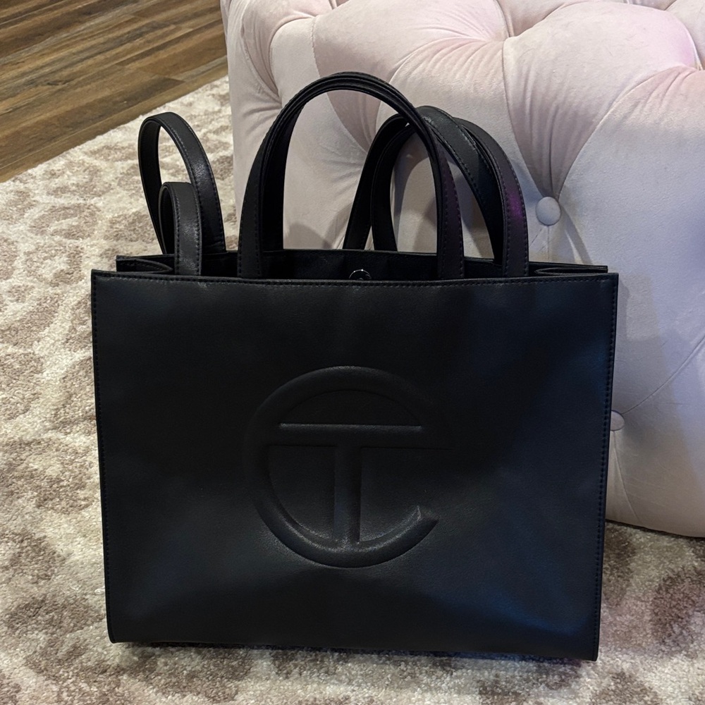 Telfar Black Embossed Logo Tote
